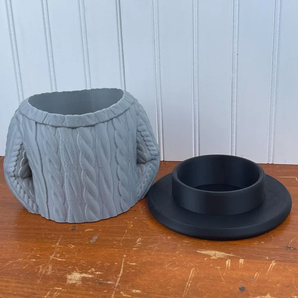Wool Sweater Indoor Planter Pot, Cable Knit Flower Pot, Planter Pot